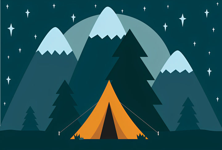 Tent tussen Bergen onder Sterrenhemel Diamond Painting