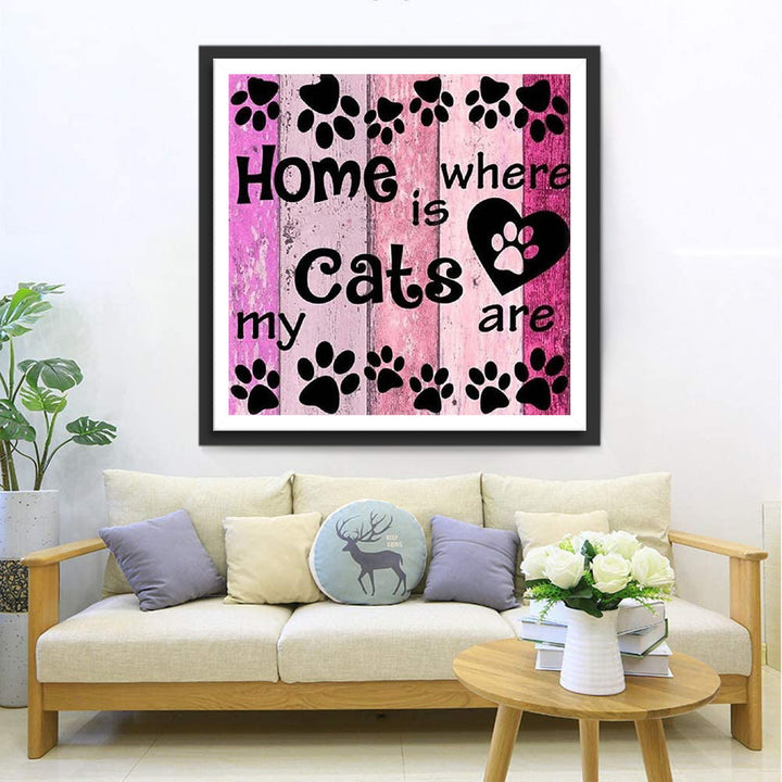 Thuis is Waar Mijn Katten Zijn Diamond Painting