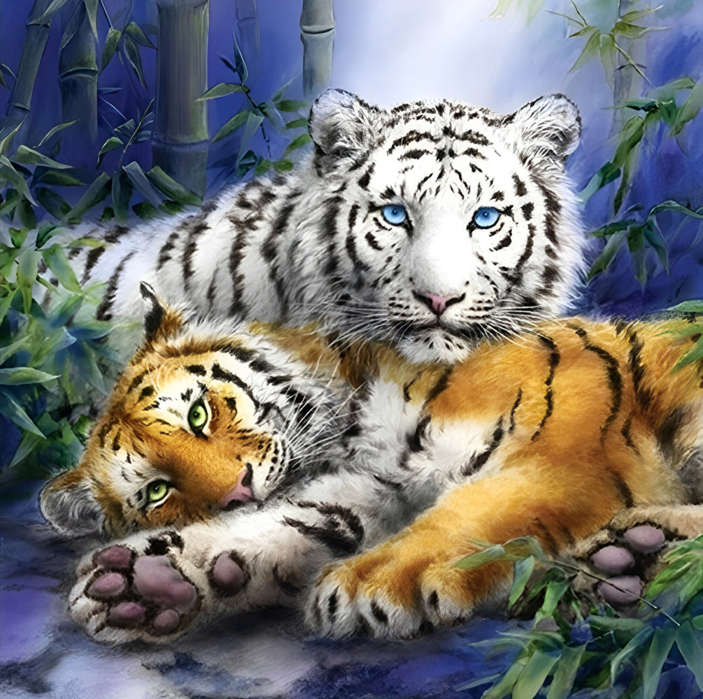 Tijger in het Bamboebos Diamond Painting