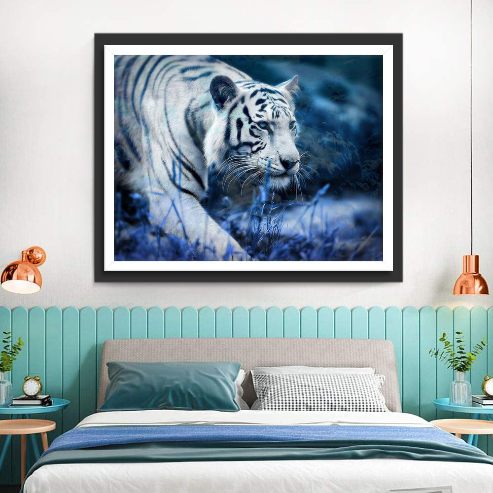 Tijger in het Blauwe Gras Diamond Painting