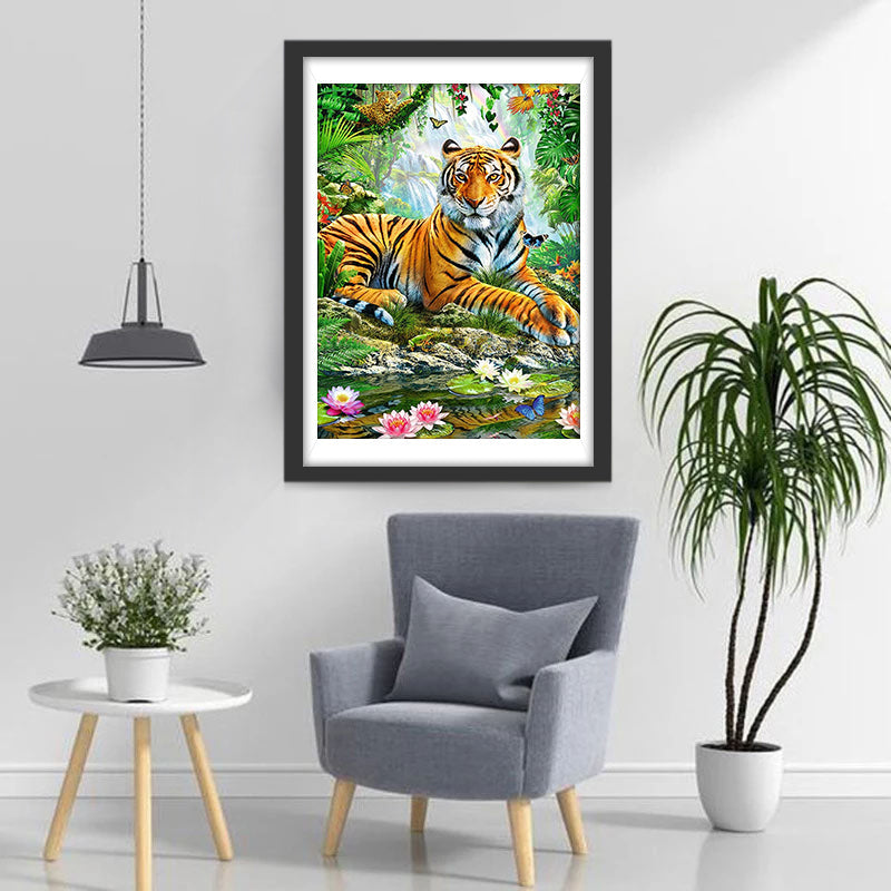 Tijger in het Levende Bos Diamond Painting