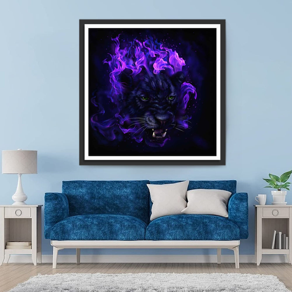 Tijger in Violette Vlam Diamond Painting