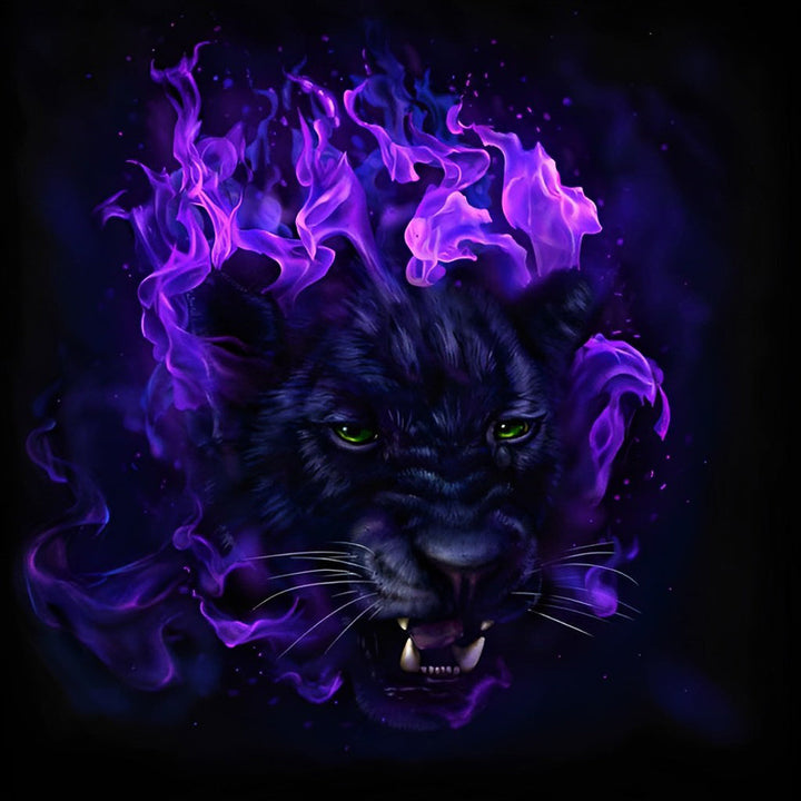 Tijger in Violette Vlam Diamond Painting