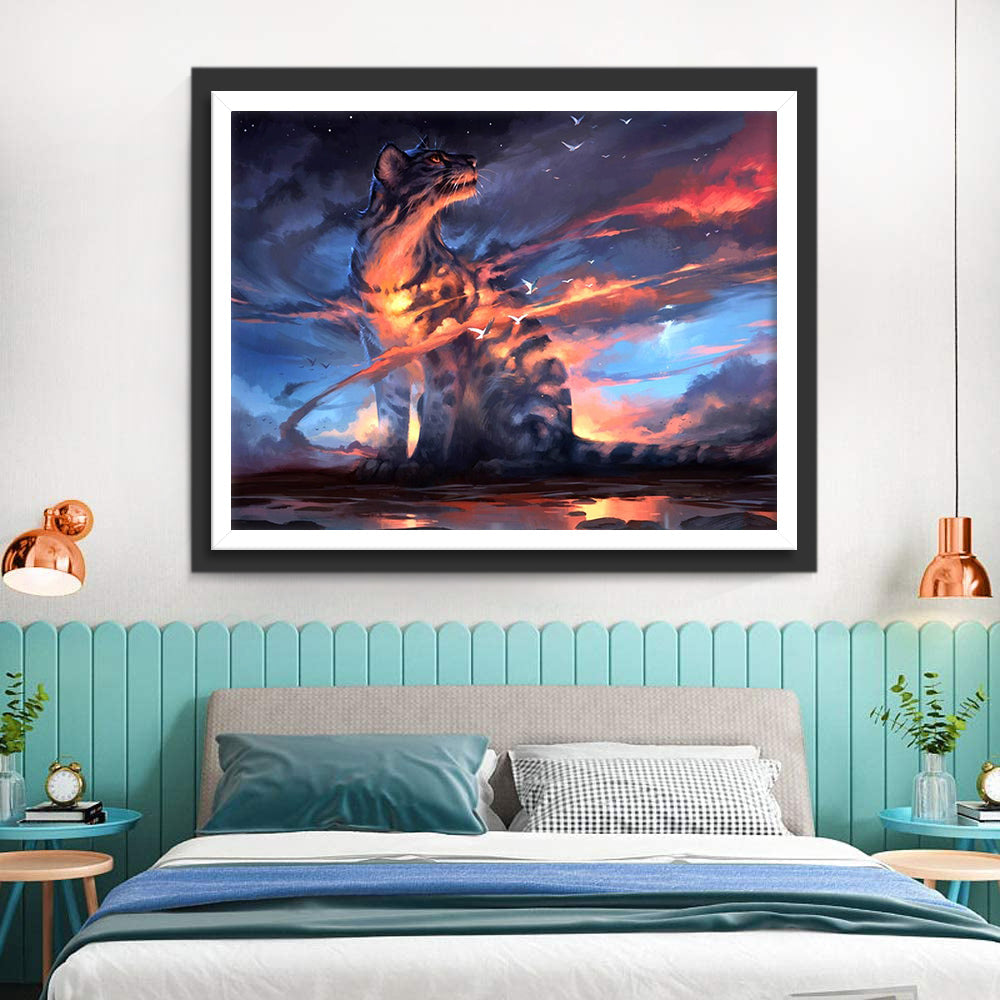 Tijger onder Kleurrijke Wolken Diamond Painting