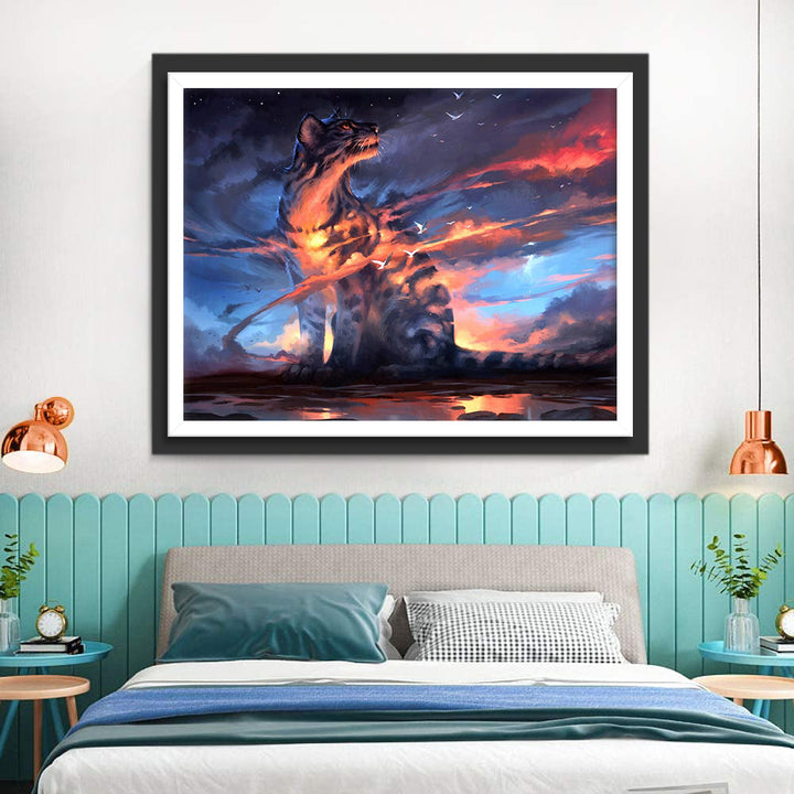 Tijger onder Kleurrijke Wolken Diamond Painting