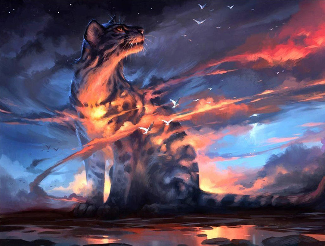 Tijger onder Kleurrijke Wolken Diamond Painting