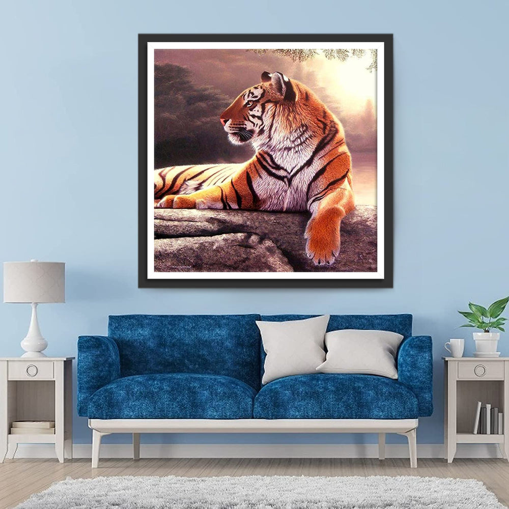 Tijger op een Rots Diamond Painting