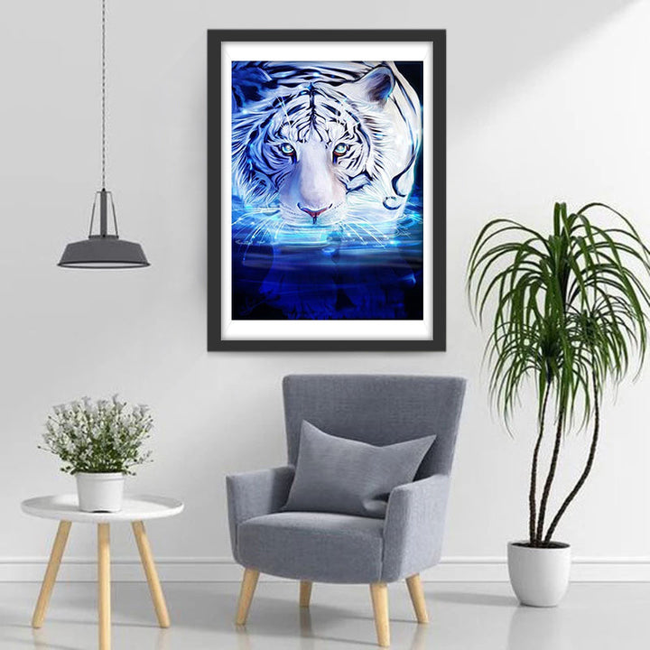 Tijgers in Blauw Water Diamond Painting