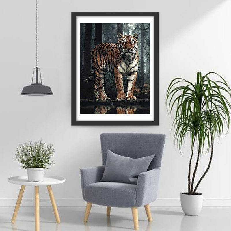Tijgers in het Donkere Bos Diamond Painting