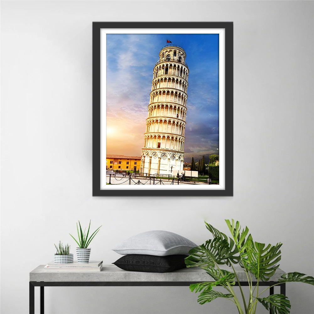 Toren van Pisa tegen de Hemel Diamond Painting