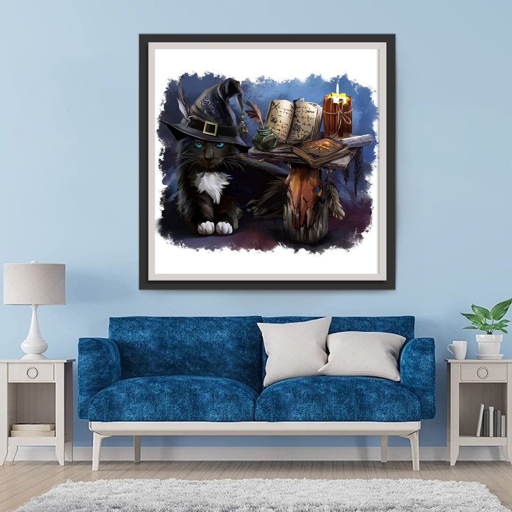 Tovenaar Zwarte Kat Diamond Painting