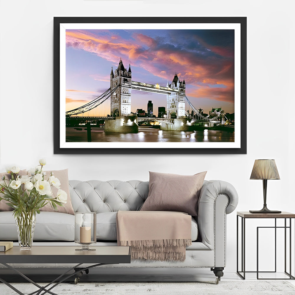 Tower Bridge tegen de Kleurrijke Lucht Diamond Painting