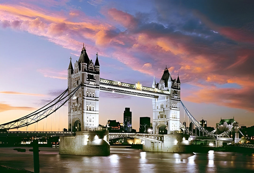 Tower Bridge tegen de Kleurrijke Lucht Diamond Painting