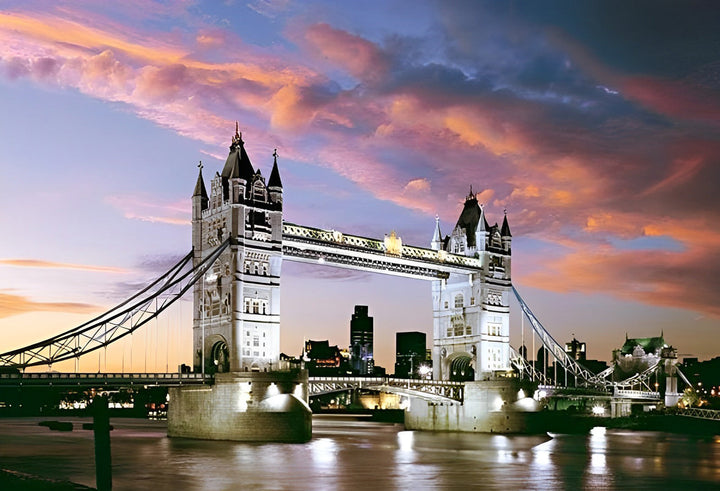 Tower Bridge tegen de Kleurrijke Lucht Diamond Painting