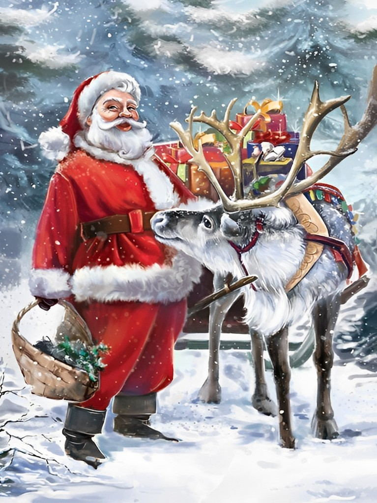 Traditionele Hartverwarmende Kersttafereel Diamond Painting