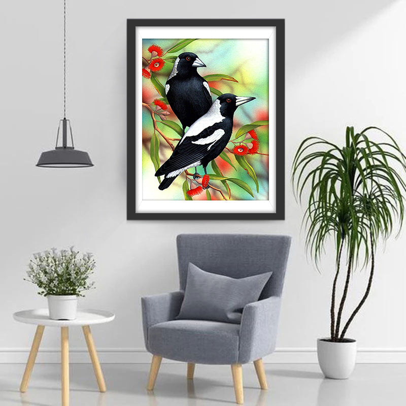Twee Australische Eksters Diamond Painting