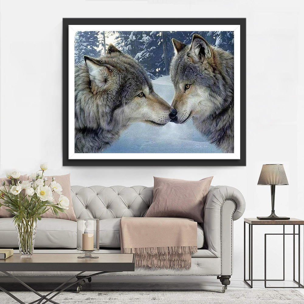 Twee Bekende Wolven Diamond Painting