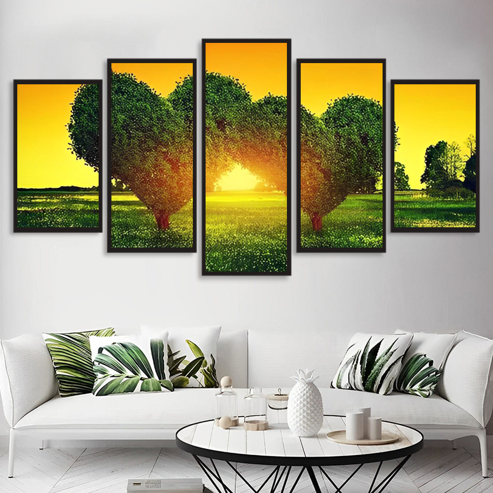 Twee Bomen Gesnoeid in Hartvorm 5 Platen Diamond Painting