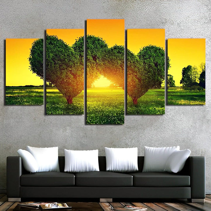 Twee Bomen Gesnoeid in Hartvorm 5 Platen Diamond Painting