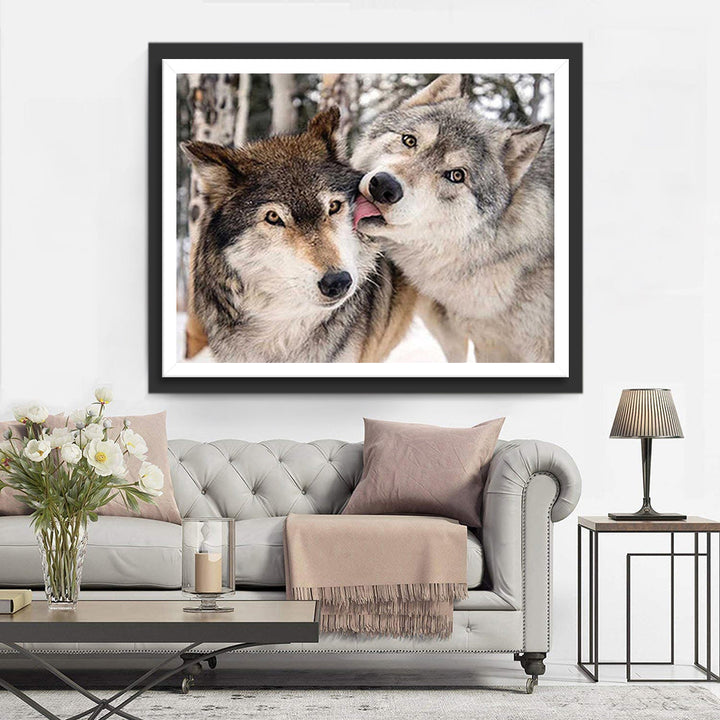 Twee Dichte Wolven Diamond Painting