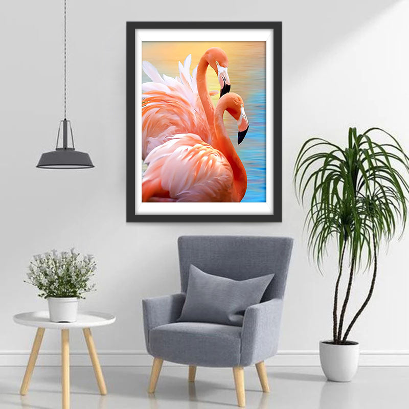Twee Flamingo's in het Meer Diamond Painting