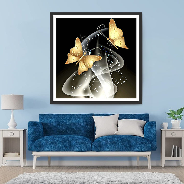 Twee Gouden Vlinders Diamond Painting
