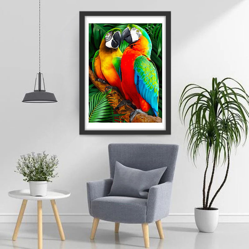 Twee Grote Papegaaien Diamond Painting