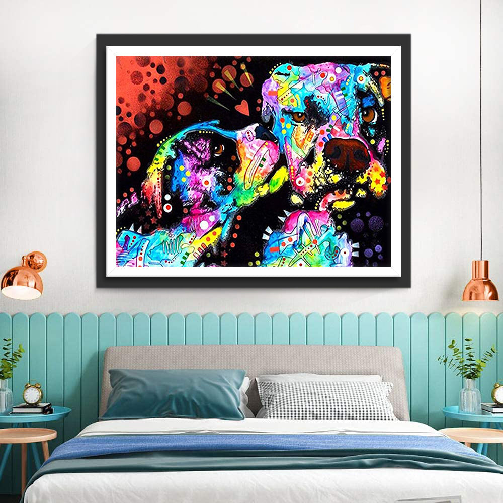 Twee Honden Besmeurd met Graffiti Diamond Painting