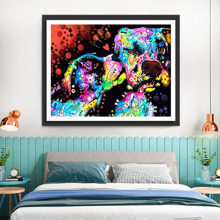 Twee Honden Besmeurd met Graffiti Diamond Painting