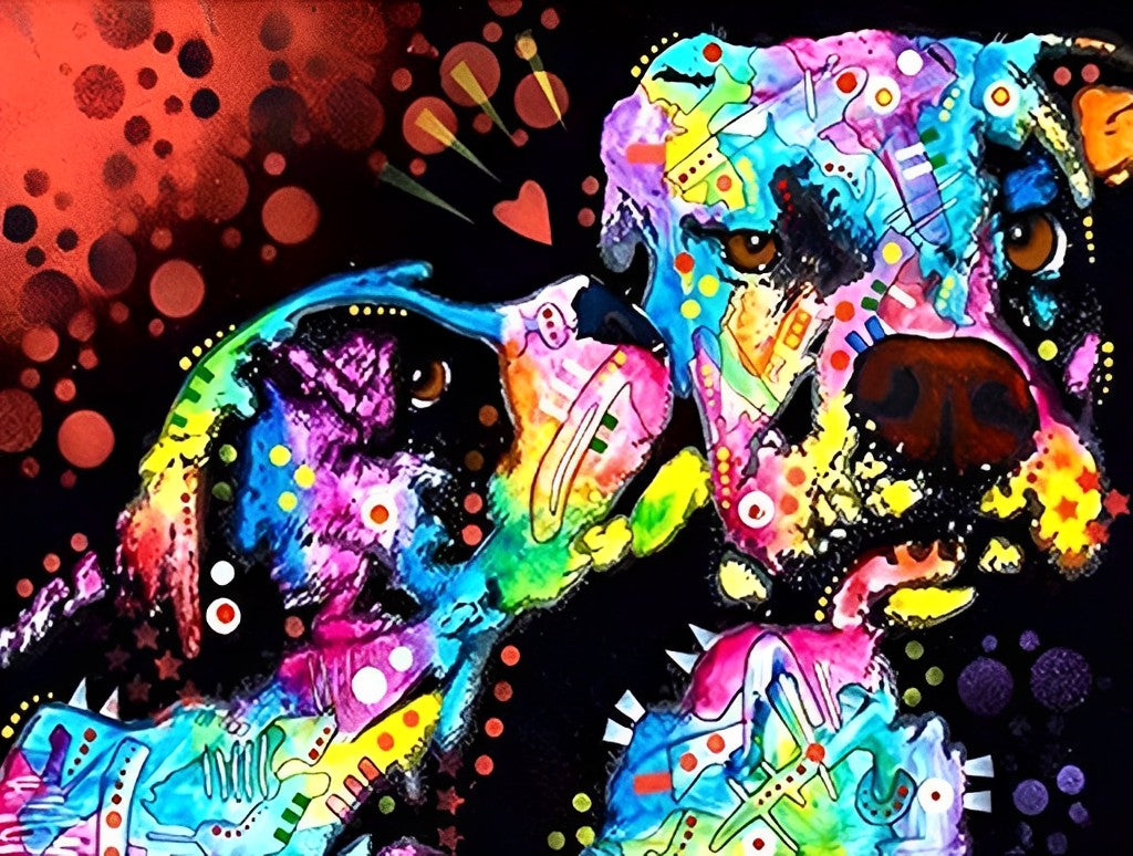 Twee Honden Besmeurd met Graffiti Diamond Painting