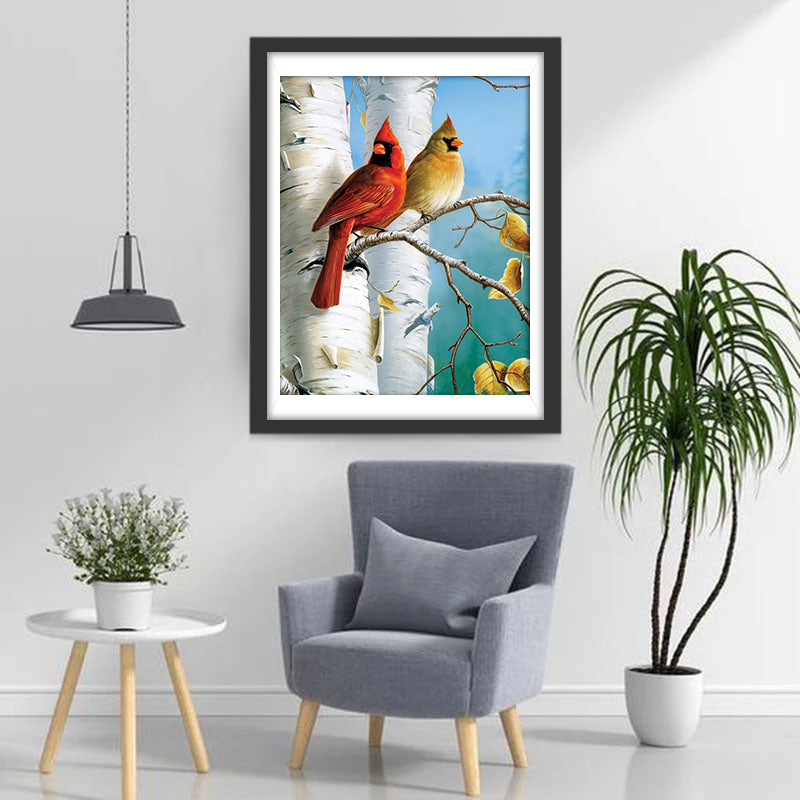 Twee Kardinalen in een Boom Diamond Painting
