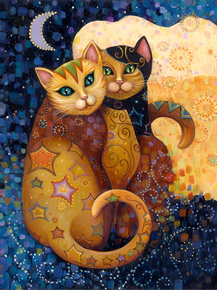 Twee Katten in Egyptische Stijl Diamond Painting