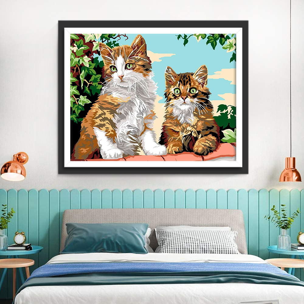 Twee Katten op de Muur Diamond Painting