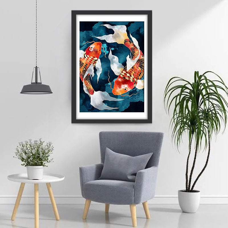 Twee Kleurrijke Karpers Diamond Painting