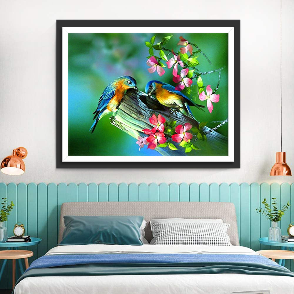 Twee Kolibries op een Tak Diamond Painting