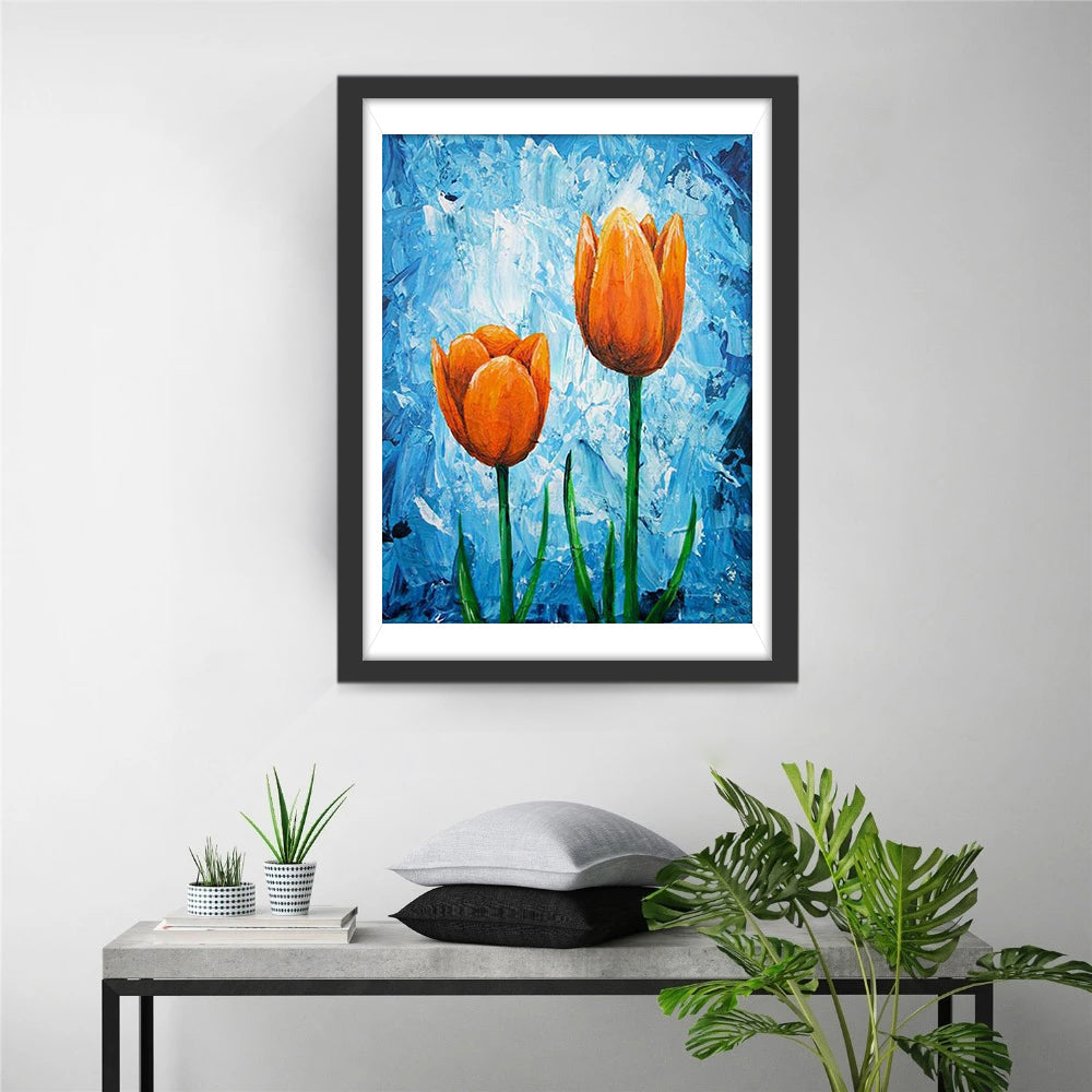Twee Oranje Tulpen Diamond Painting