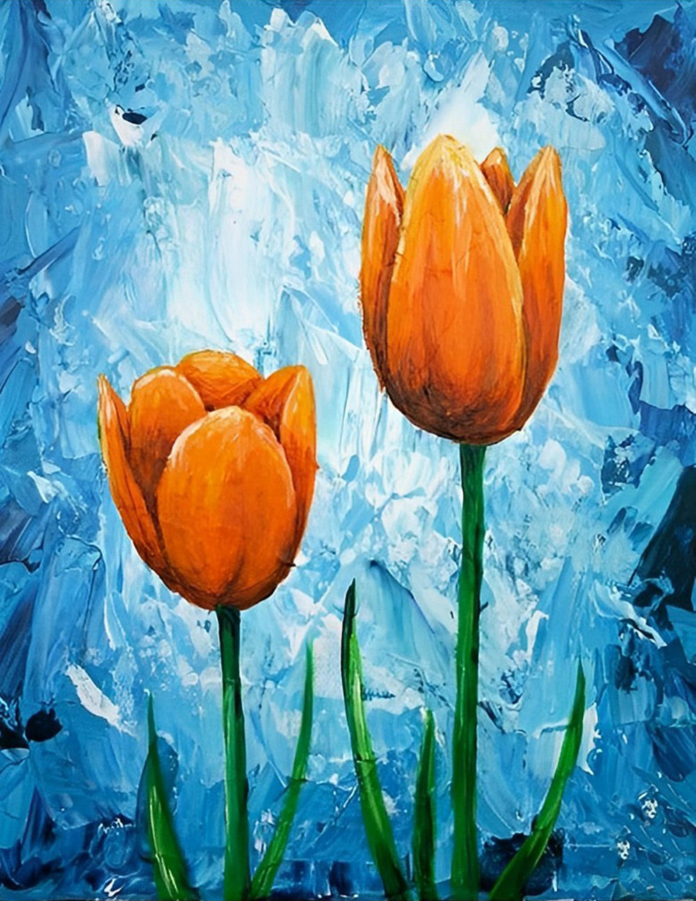 Twee Oranje Tulpen Diamond Painting