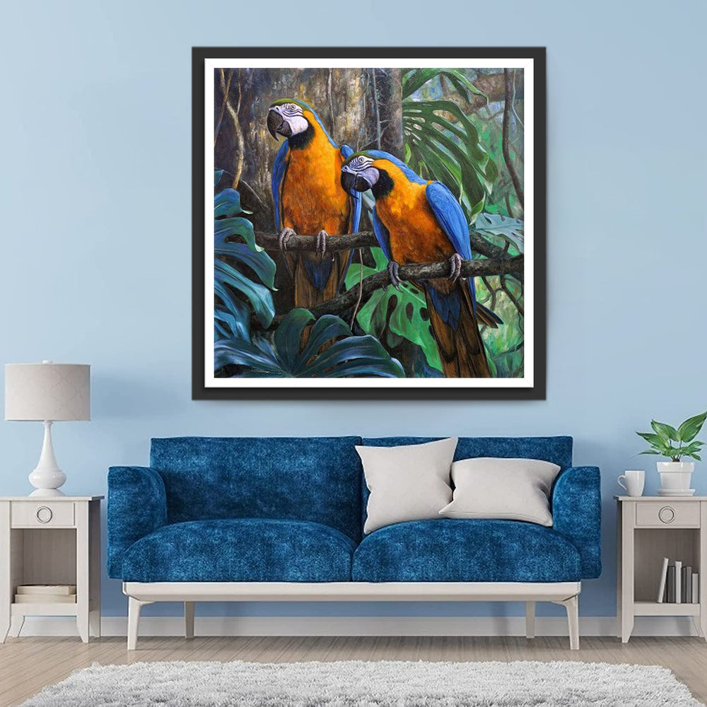 Twee Papegaaien in een Boom Diamond Painting