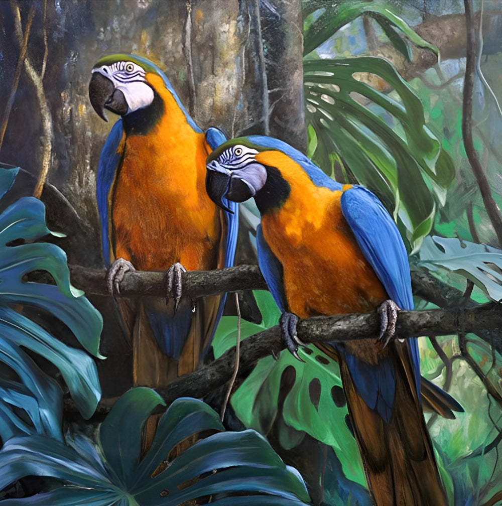 Twee Papegaaien in een Boom Diamond Painting
