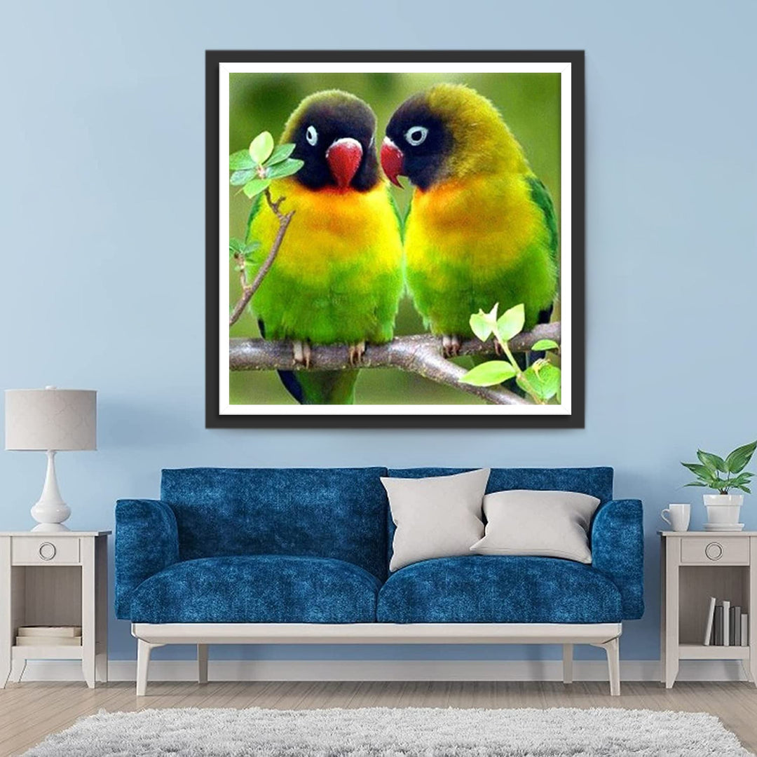 Twee Papegaaien op een Tak Diamond Painting