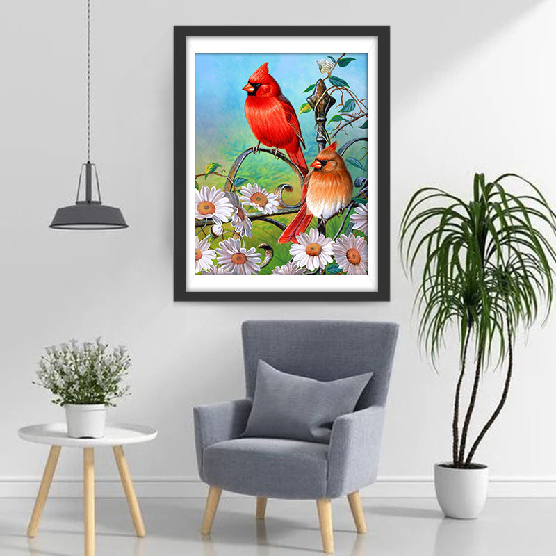 Twee Rode Kardinalen Diamond Painting
