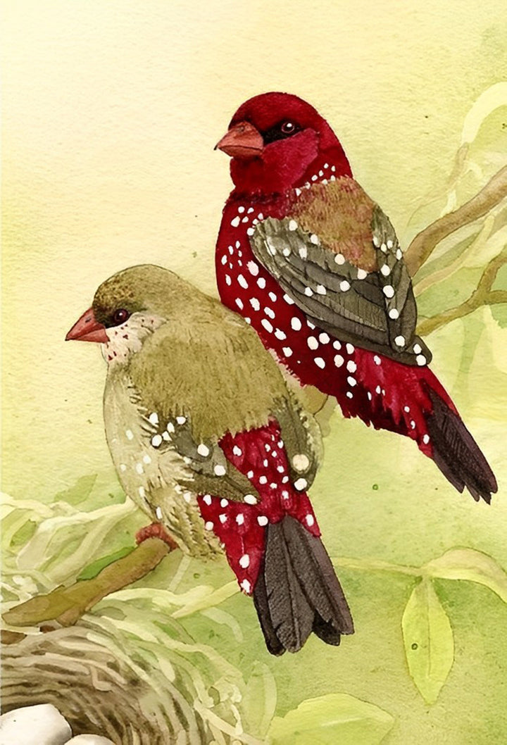 Twee Rode Zaagbekken Diamond Painting