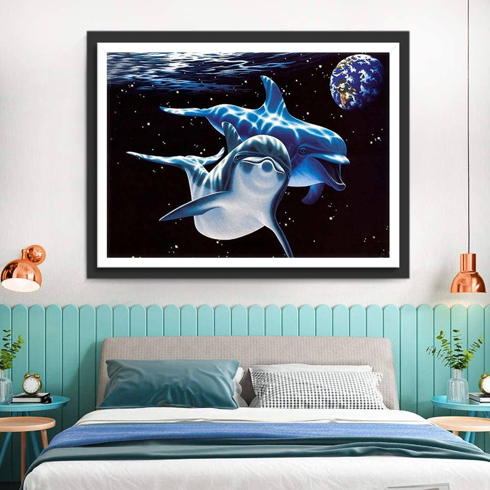Twee Schattige Dolfijnen Diamond Painting