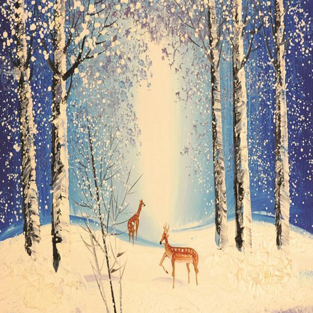 Twee Schattige Hertjes in het Bos Diamond Painting
