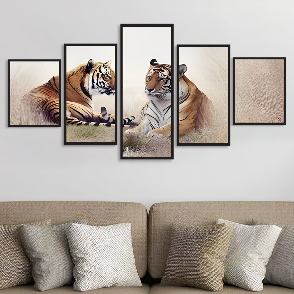 Twee Tijgers 5 Platen Diamond Painting