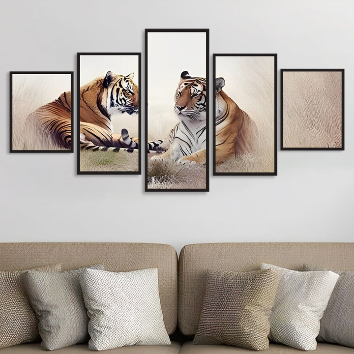 Twee Tijgers 5 Platen Diamond Painting