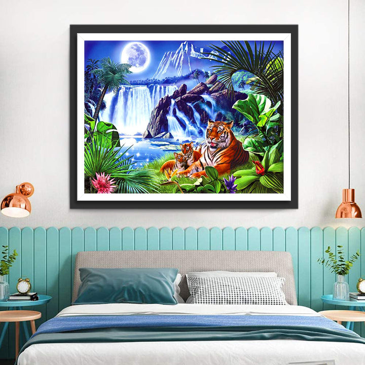 Twee Tijgers die Sluipen Diamond Painting