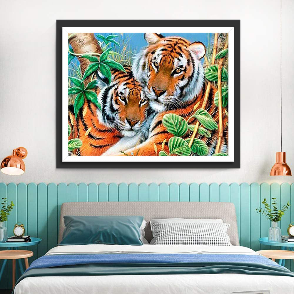 Twee Tijgers in de Bush Diamond Painting