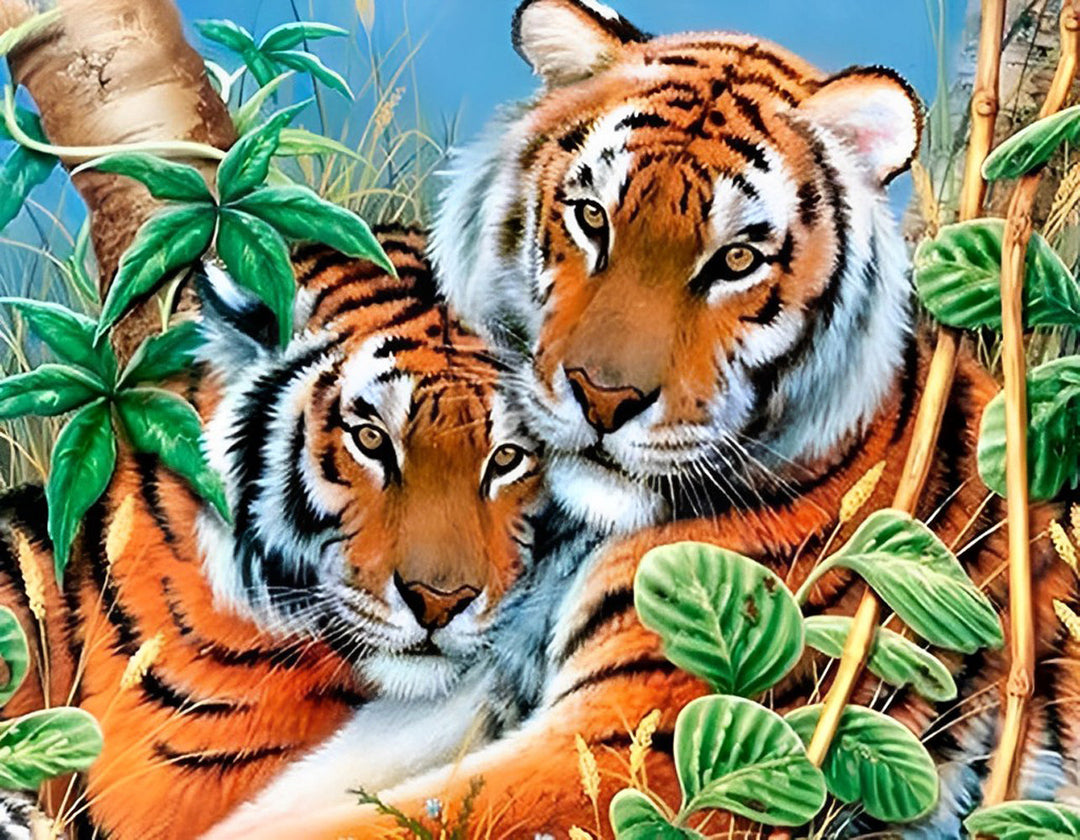 Twee Tijgers in de Bush Diamond Painting