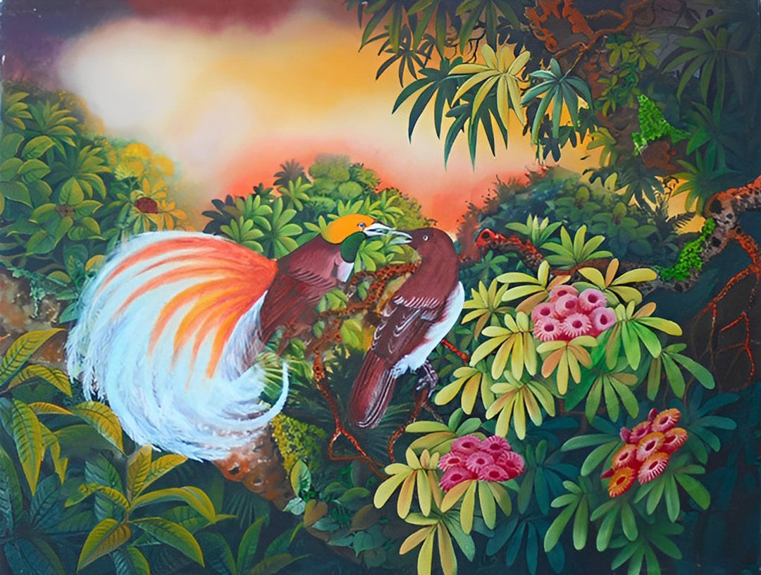 Twee Vogels op een Struik Diamond Painting